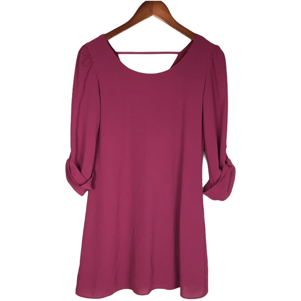 Speechless‎ Dress Roll Tab Sleeve Burgundy Mini Women's XS Casual Party Guest